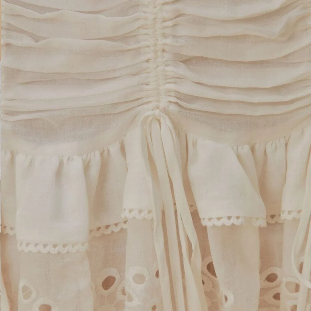 FARM Rio Cream Ruffled Eyelet Mini Dress - Picture 6 of 10